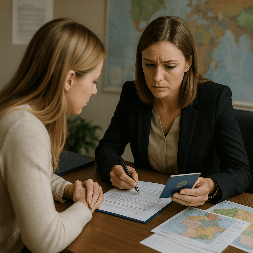 Mujer y su abogada hablando